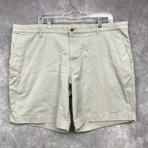 Chaps Ralph Lauren Chino Stretch Shorts Men 42 Tan/Khaki Flat Front Preppy Golf